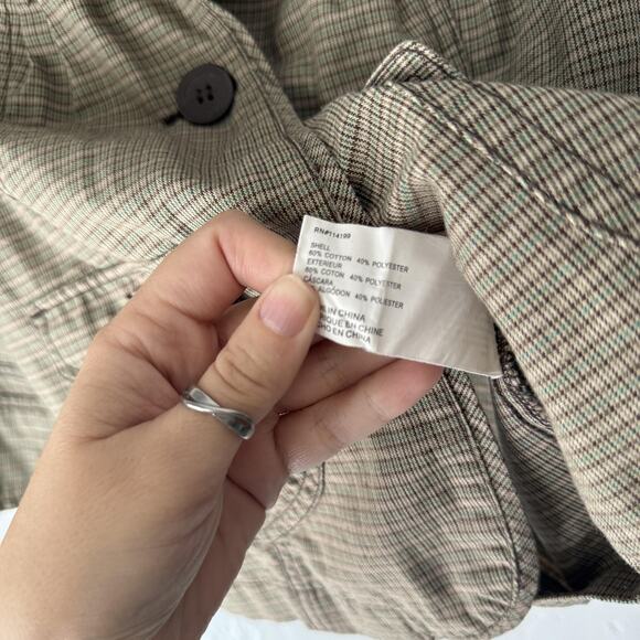 Roxy Jacket Y2k Small Brown Plaid Cropped Blazer 3/4 Sleeve Utility Pockets Twee - Picture 6 of 8